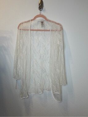 Sheer Lace Chemise Cover-Up in Ivory - Unbranded